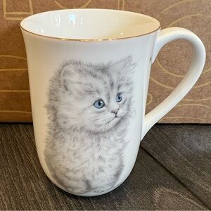 Otagiri White and Gray Kitten Cat Mug